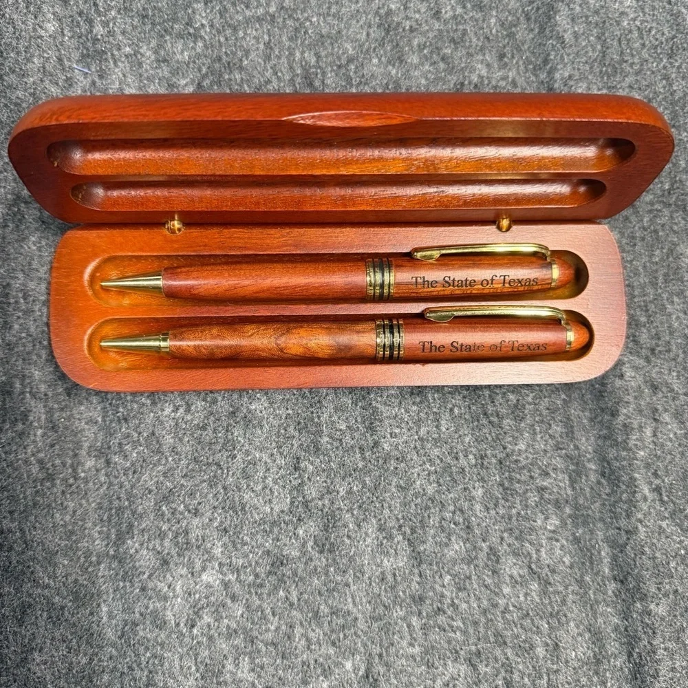 Wooden Texas State Seal Pen & Pencil  Case
